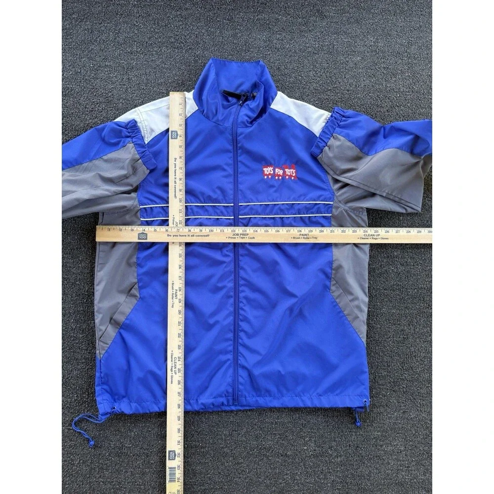 Reebok Men’s Large Blue Gray Windbreaker Track Jacket Toys For Tots Embroidered